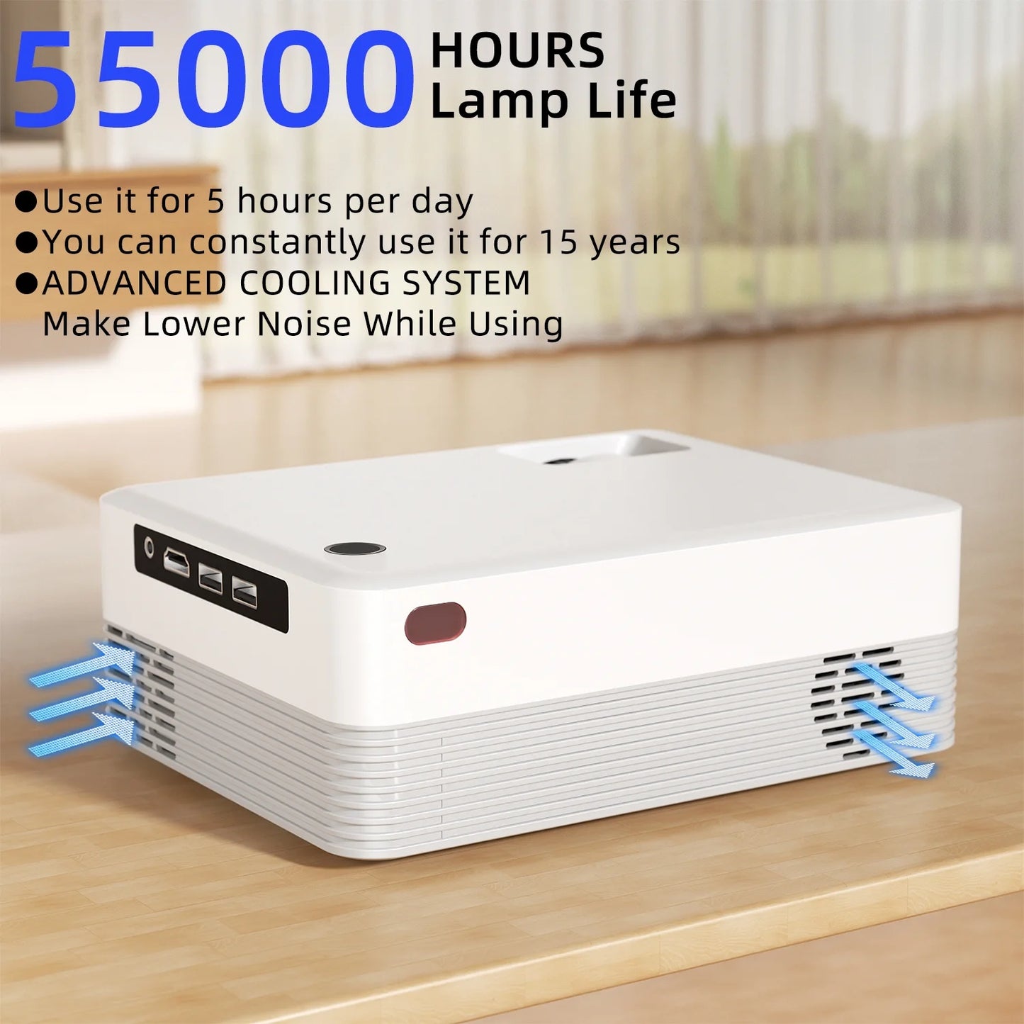 5G Wifi Projector with Bluetooth, 2024 Upgrade Native 1080P Projector for Outdoor & Camping, Wireless Mini Movie Projector Support 4K Resolution, for Home & Camping & Party